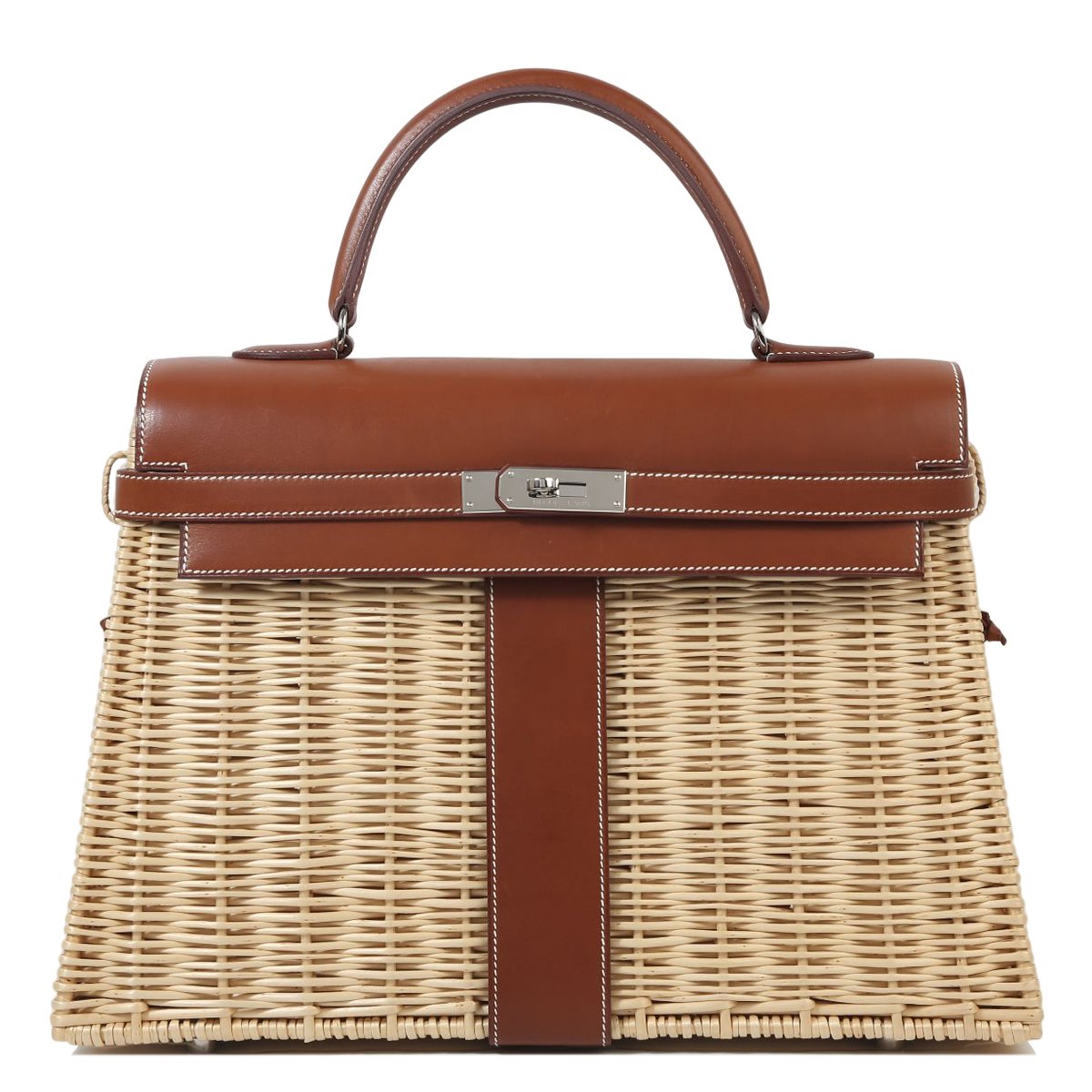 Very Good ( Rank A) HERMÈS Kelly 35 Fauve (34) Palladium hardware Square O (2011)