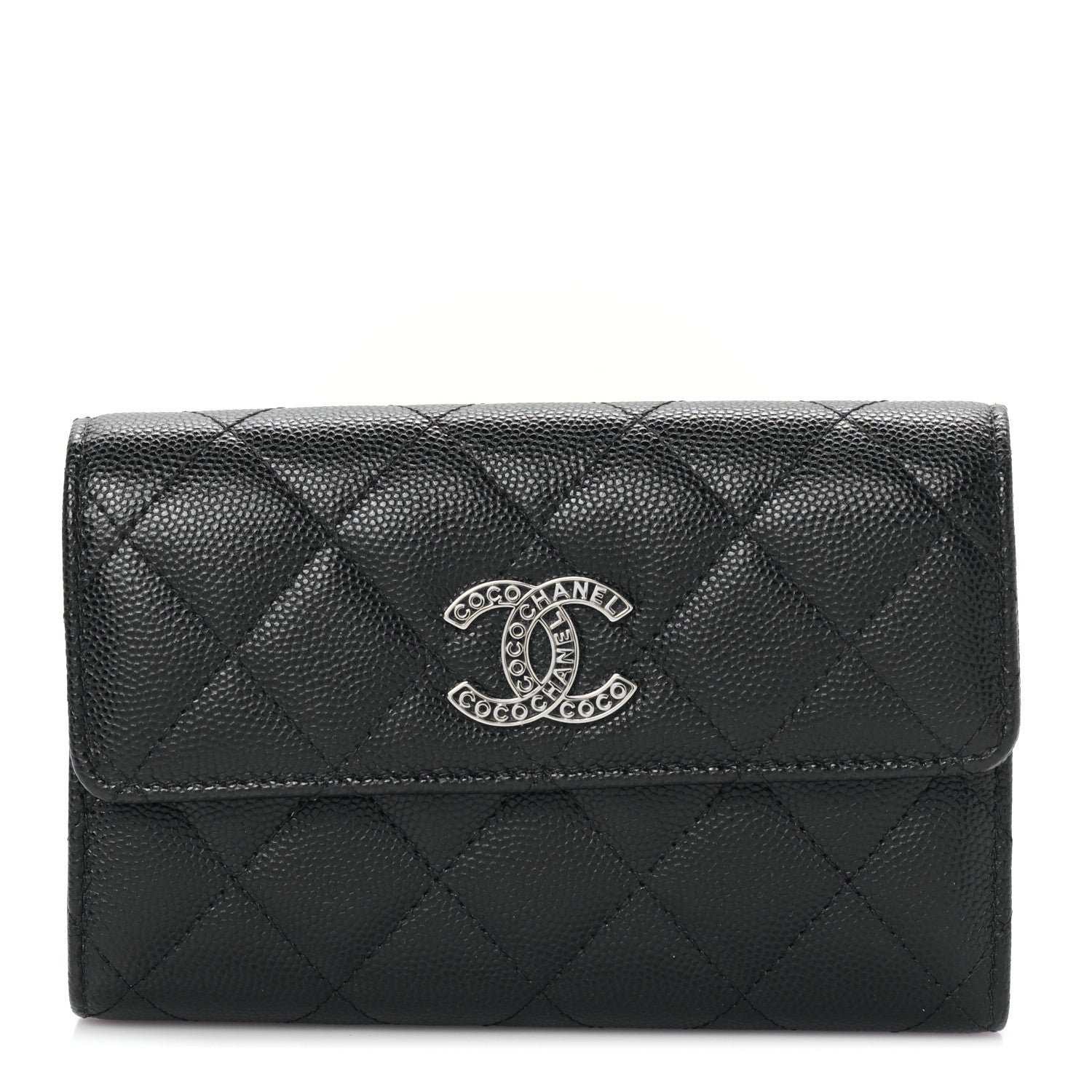 Chanel Caviar Quilted Coco Chanel CC Medium Flap Wallet Black