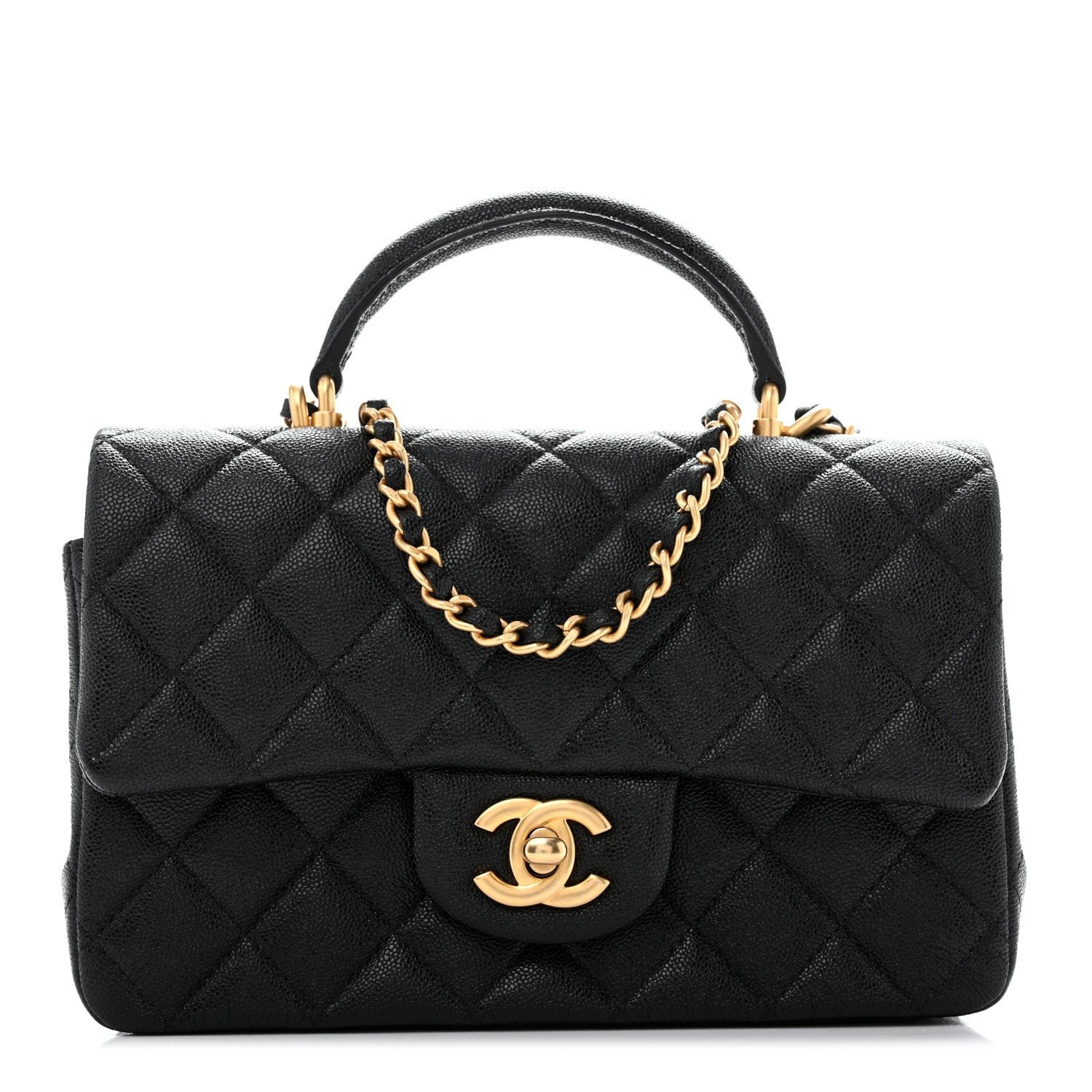 Chanel Caviar Quilted Mini Top Handle Rectangular Flap Black