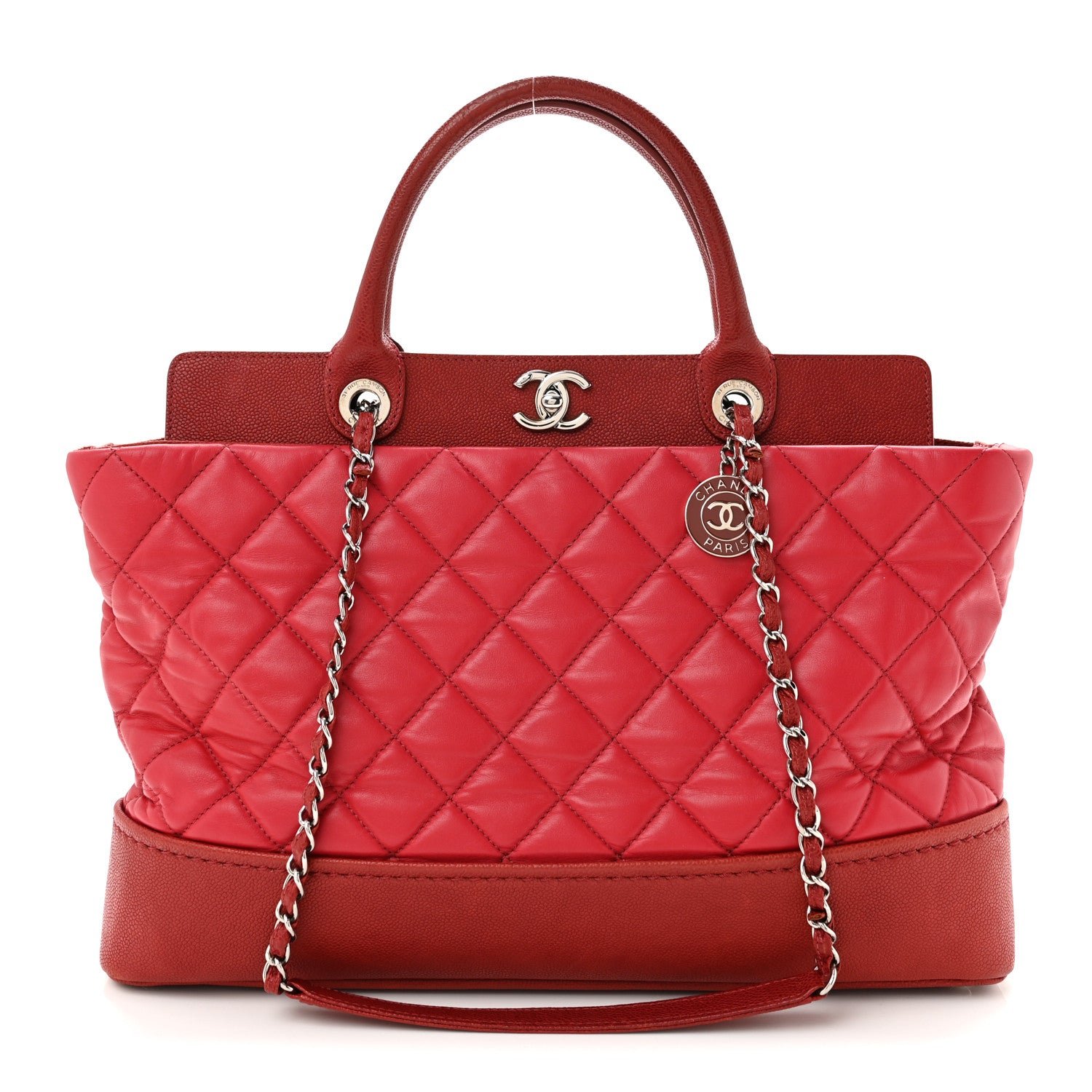 Chanel Calfskin Caviar Quilted Large Shopping Tote Red
