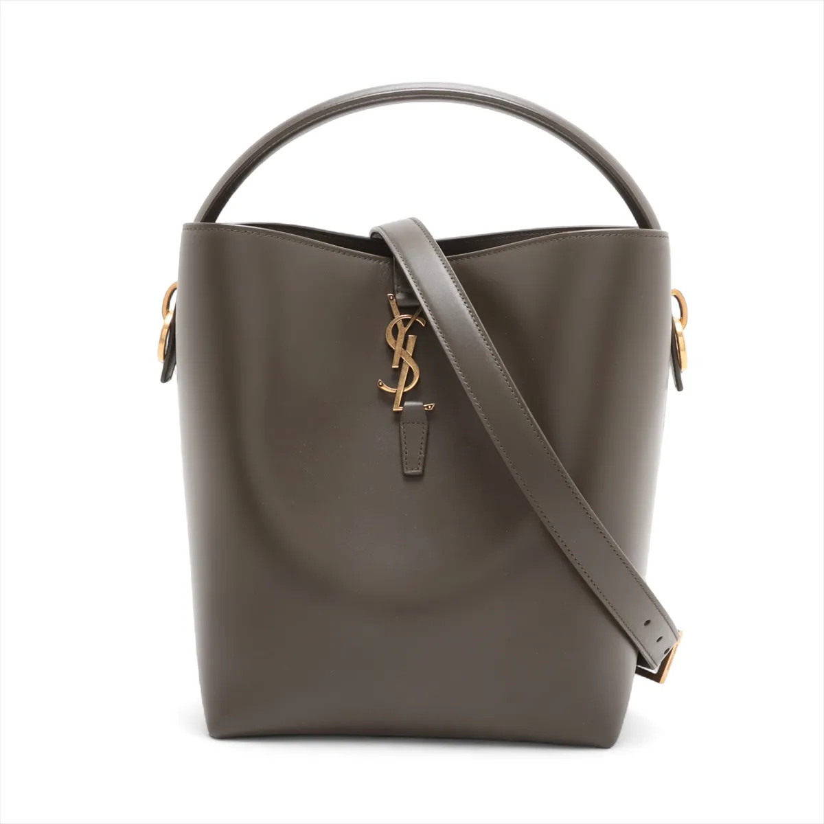 Saint Laurent Paris LE 37 Leather 2 Way Shoulder Bag Khaki