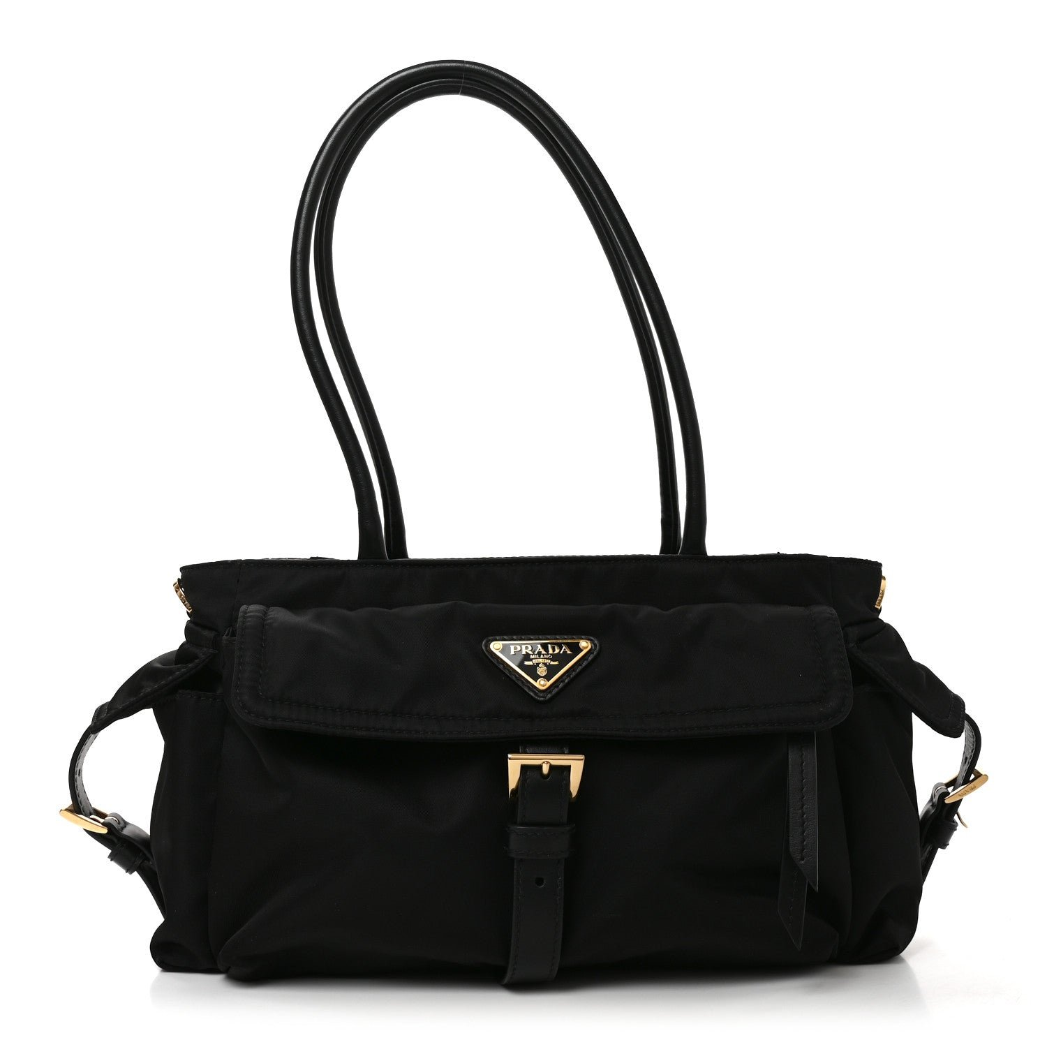 Prada Re-Nylon Triangle Medium Explore Tote Black