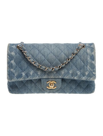 Classic Medium Denim Double Flap Bag