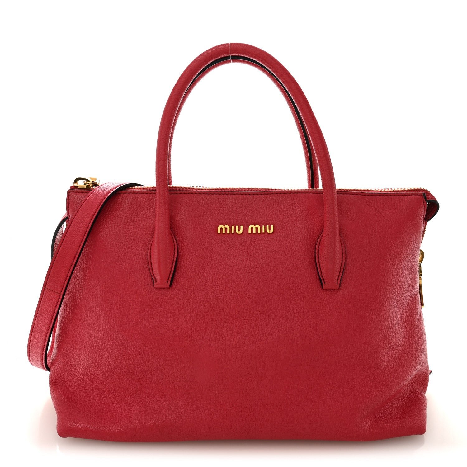 Miu Miu Goatskin Madras Top Handle Bag Fragola