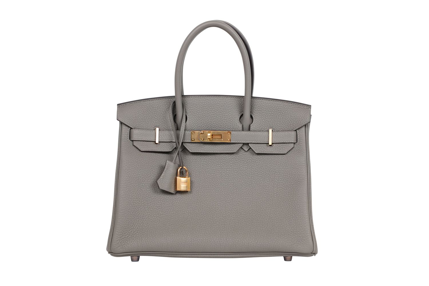 Hermes Birkin 30 Handbag, Gris Meyer Togo Leather and Rose Gold Hardware, U 2022 Stamp, Preowned in Box WA001