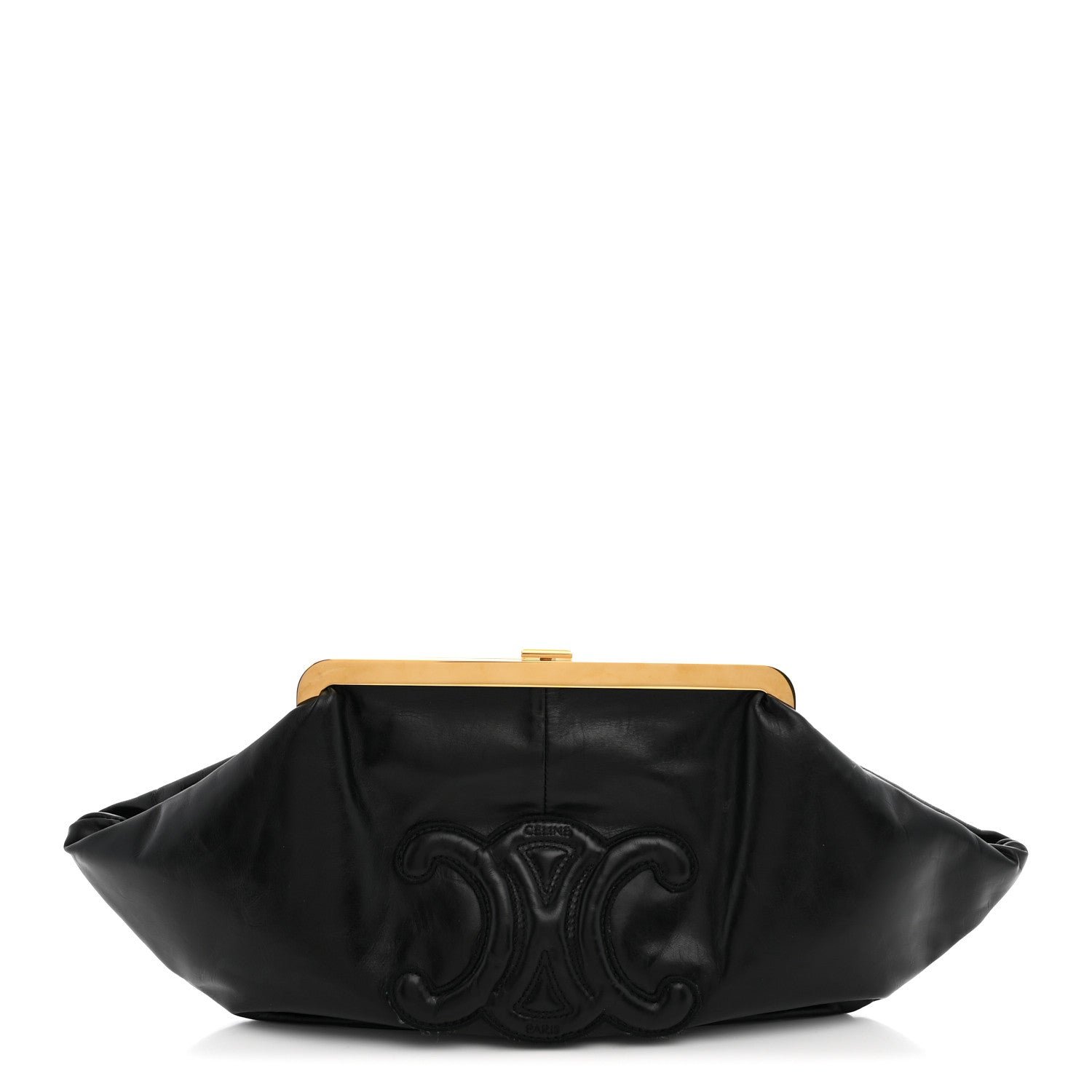 Celine Calfskin Triomphe Clutch Pouch Black