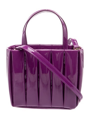 Themoire Patent Leather Top Handle Bag