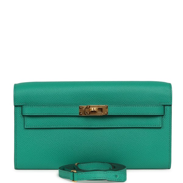 Hermes Kelly Wallet To Go Vert Vertigo Verso Epsom Gold Hardware