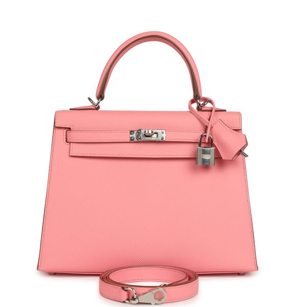 Hermes Kelly Sellier 25 Rose Confetti Epsom Palladium Hardware
