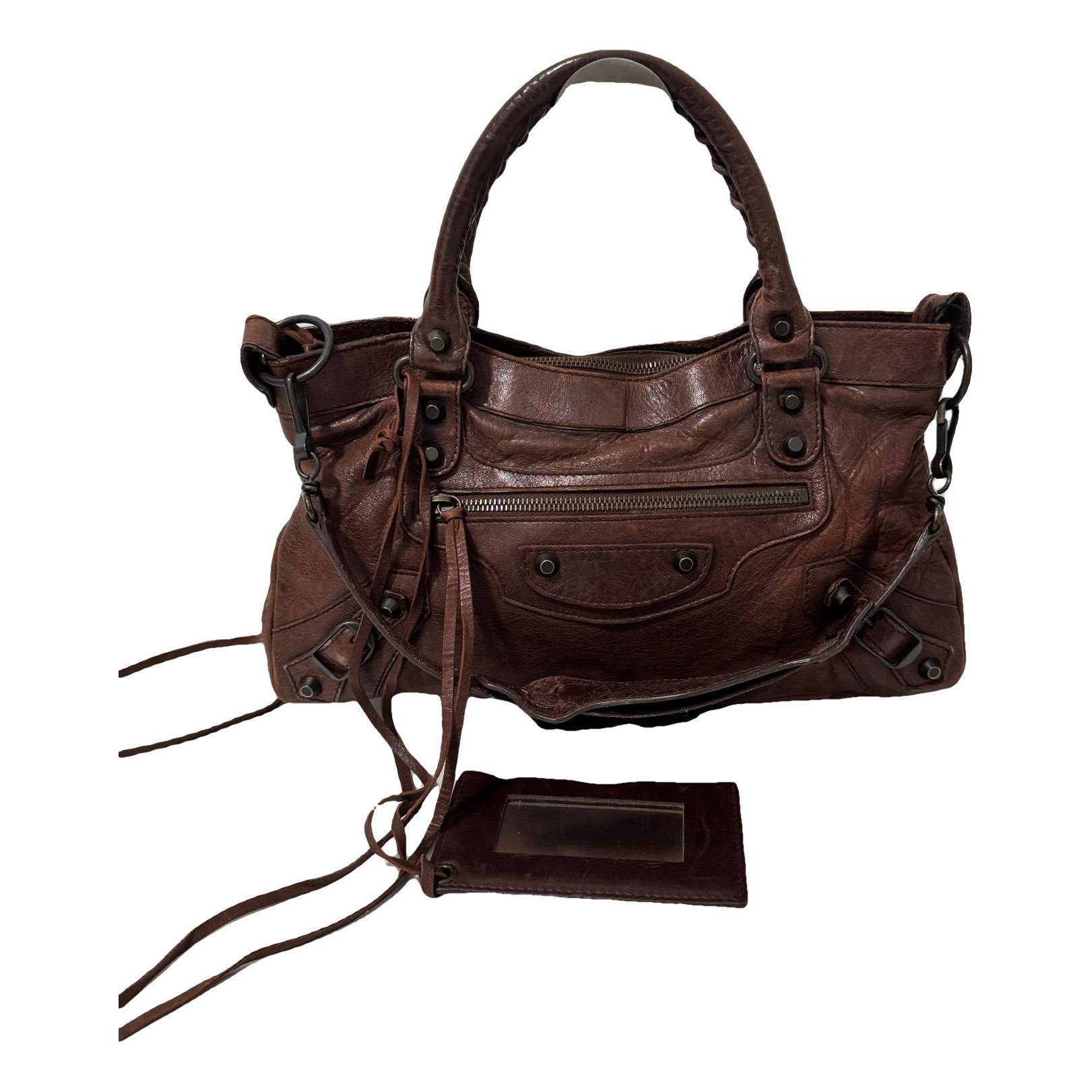 City leather handbag