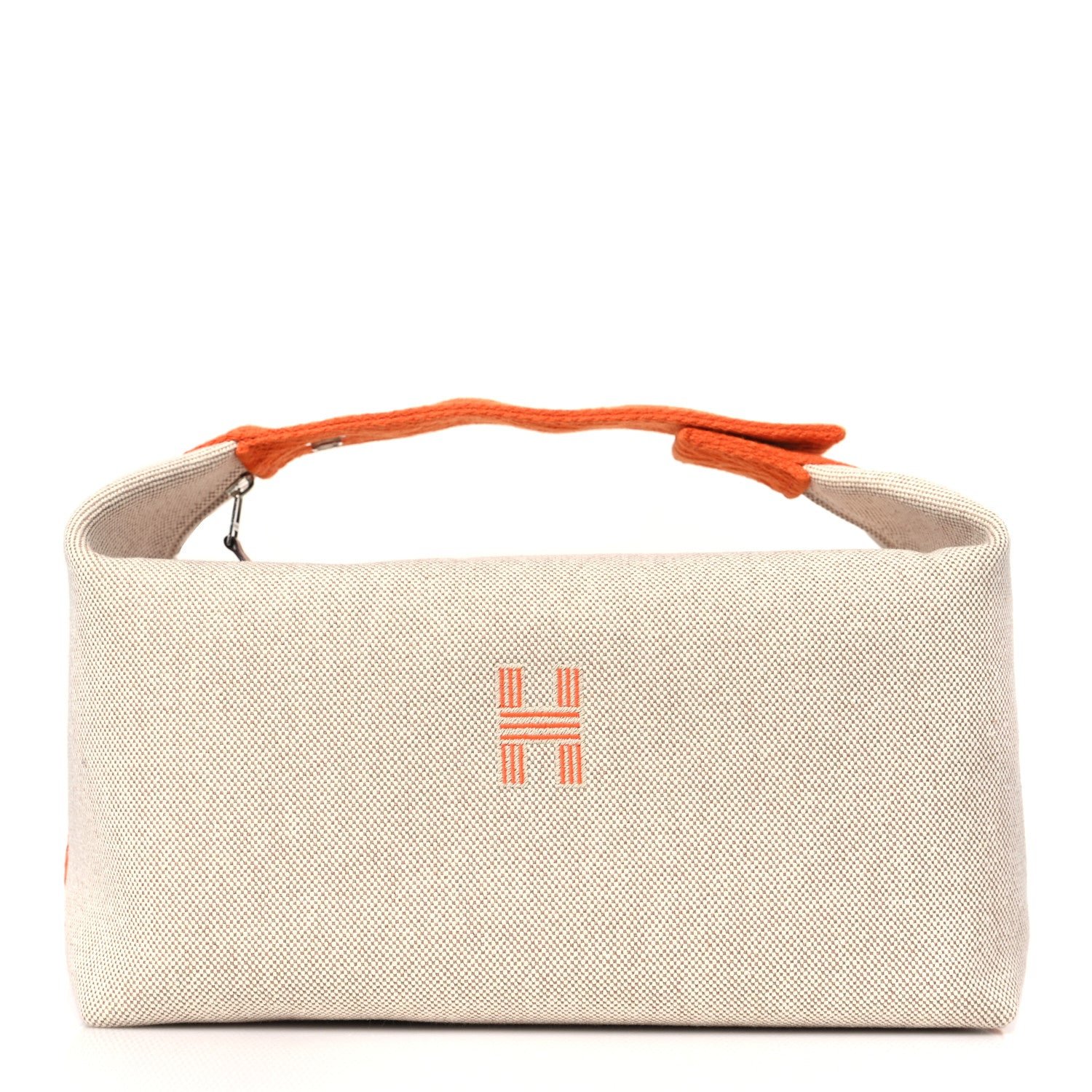 Hermes Canvas Large Bride-A-Brac Pouch Natural Orange