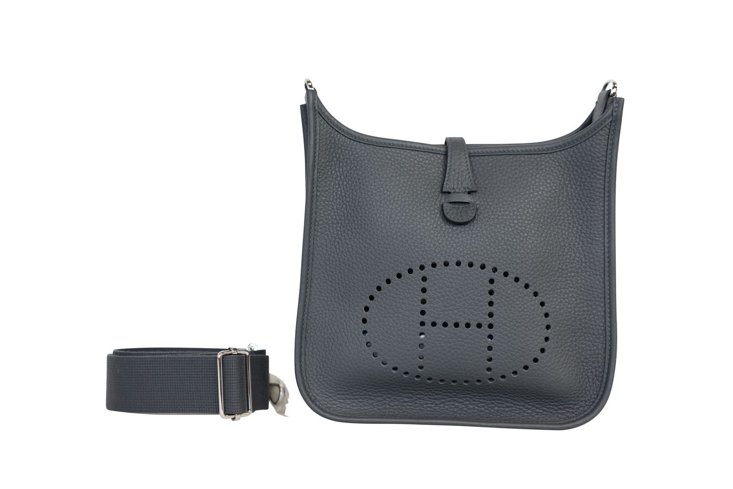 Hermes Hermes Evelyne 23 Poche III Bag, Gris Misty Grey Taurillon Clemence Leather and Palladium Hardware, G 2026 Stamp, New in Box WA001
