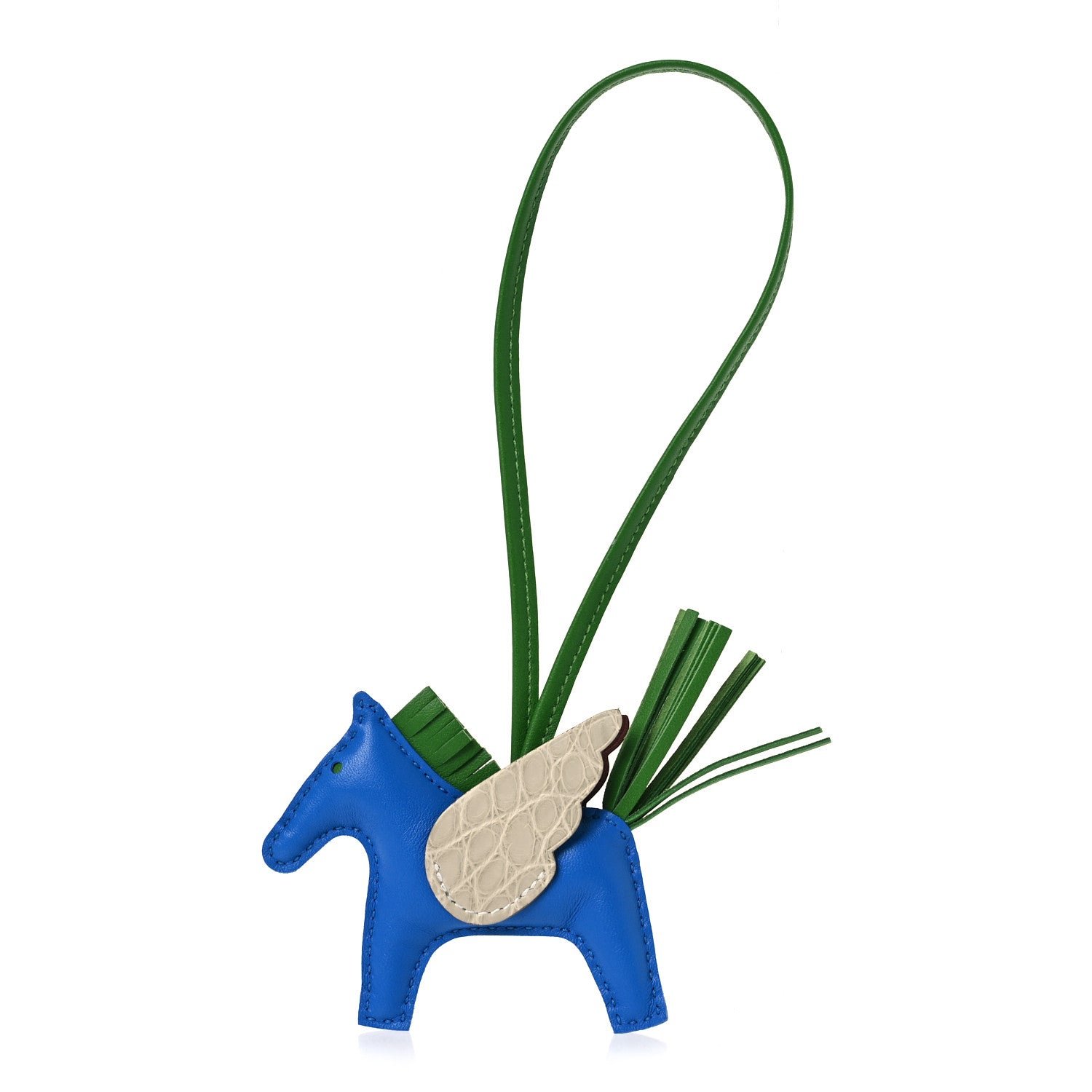 Hermes Milo Lambskin Matte Alligator Touch Grigri Rodeo Pegase Horse Bag Charm PM Bleu Zanzibar Vert Yucca Craie