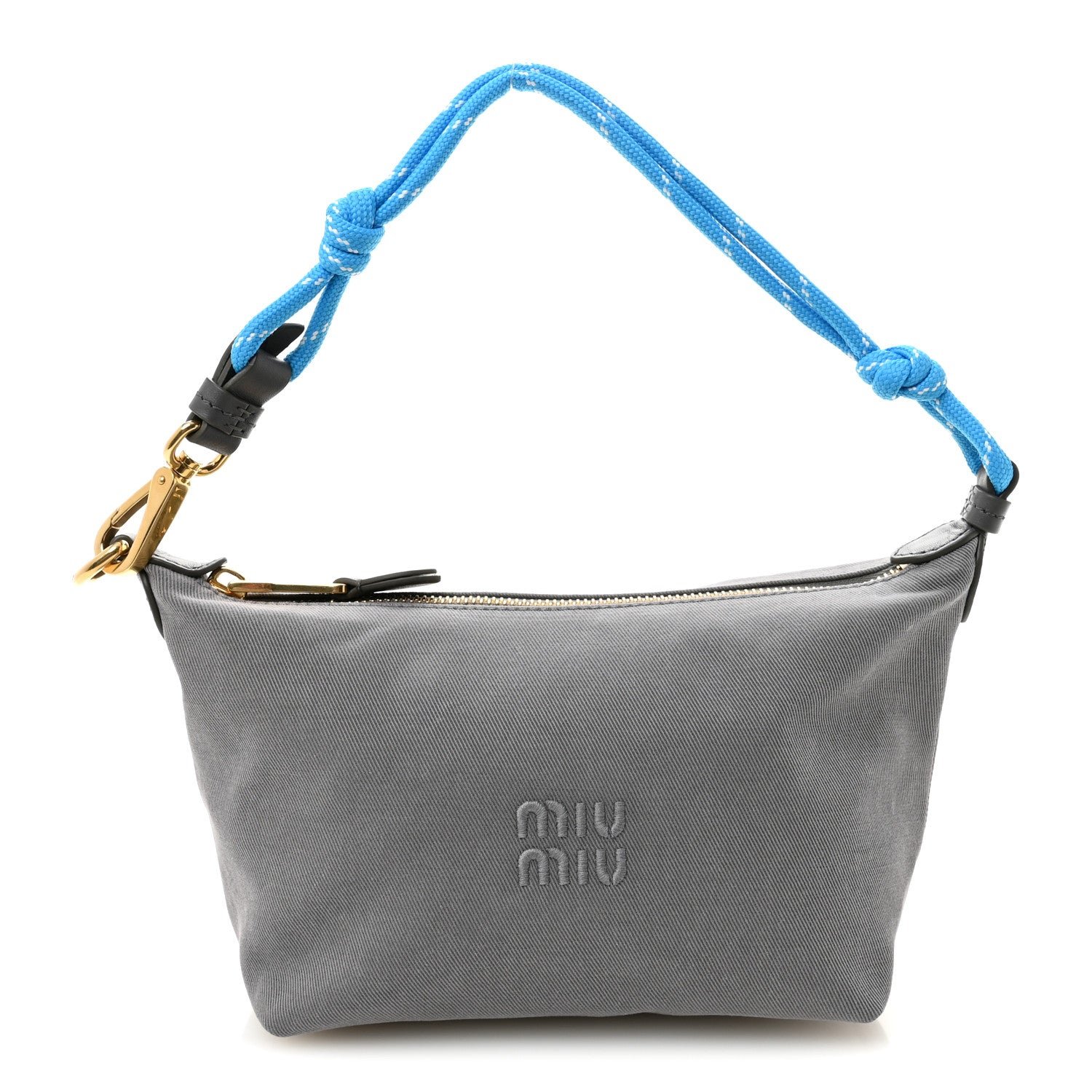 Miu Miu Canvas Gabardine Pouch Alluminio Celeste