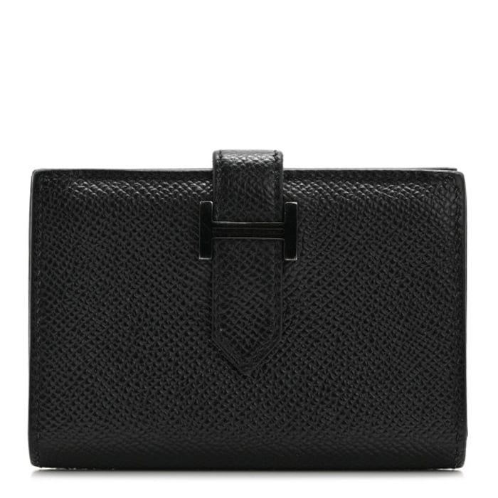 Hermes Epsom Monochrome Bearn Card Holder Wallet Black