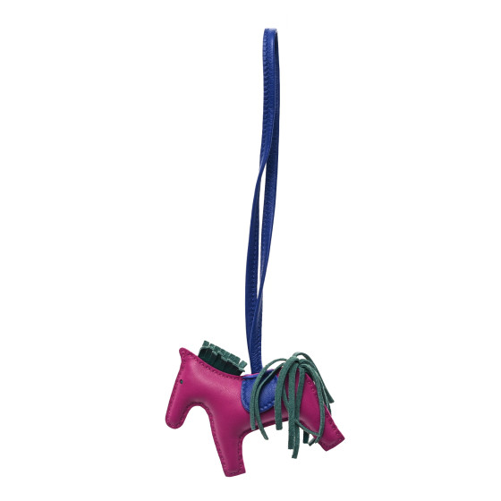 Hermes Milo Lambskin Grigri Rodeo Horse Bag Charm PM Rose Pourpre Bleu Electrique Malachite