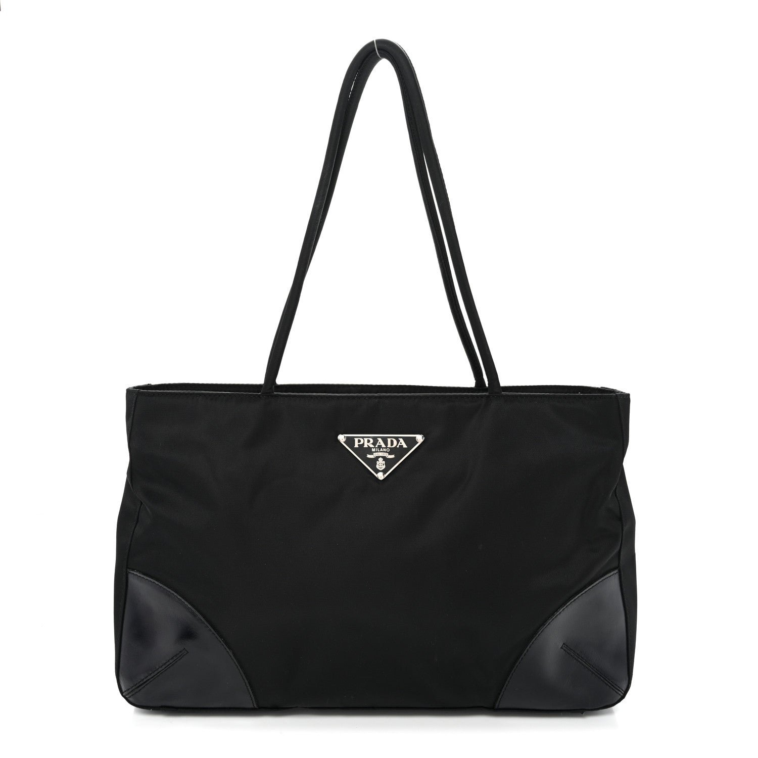 Prada Tessuto Nylon Calfskin Shopping Tote Black