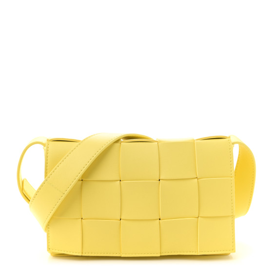 Bottega Veneta Lambskin Maxi Intrecciato Small Cassette Crossbody Bag Lemonade