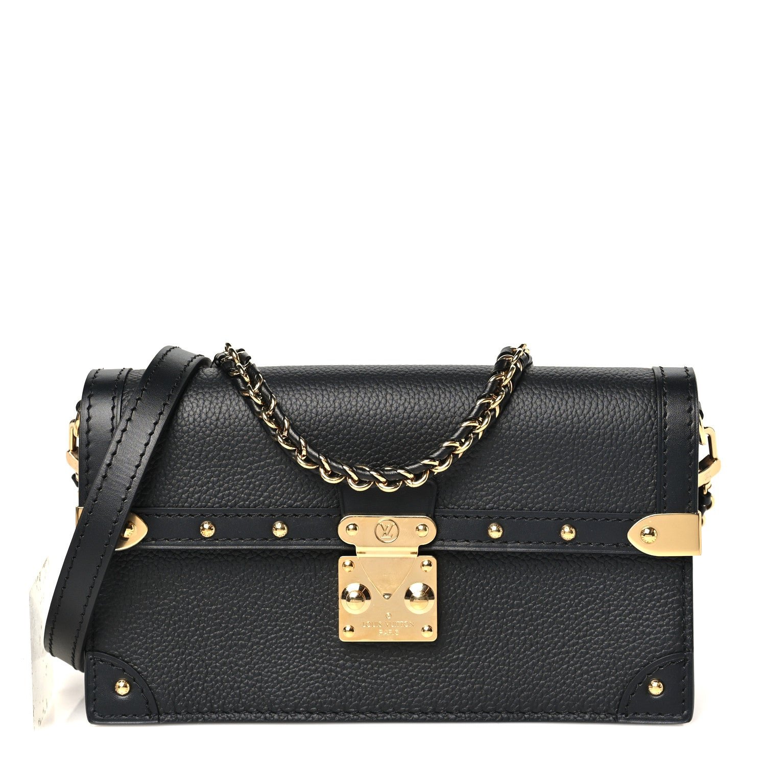 Louis Vuitton Calfskin Trunk Chain Wallet Black