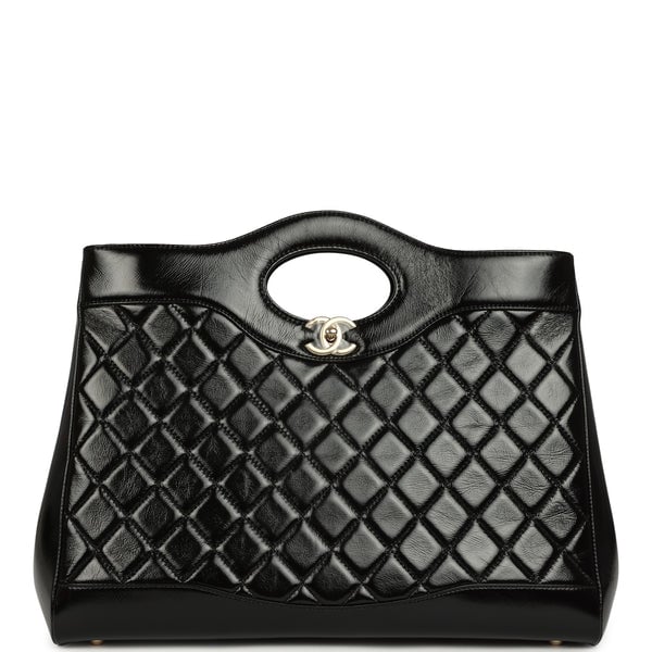 Chanel Large 31 Shopper Black Shiny Lambskin Light Gold Hardware