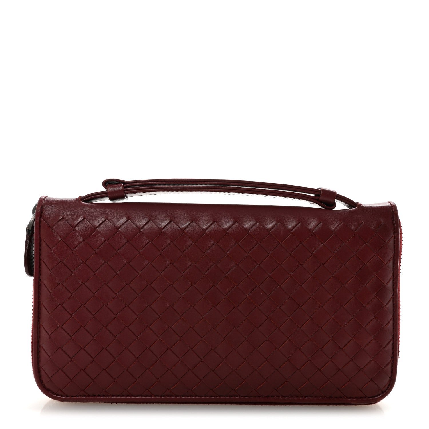 Bottega Veneta Nappa Intrecciato Travel Organizer Wallet Red