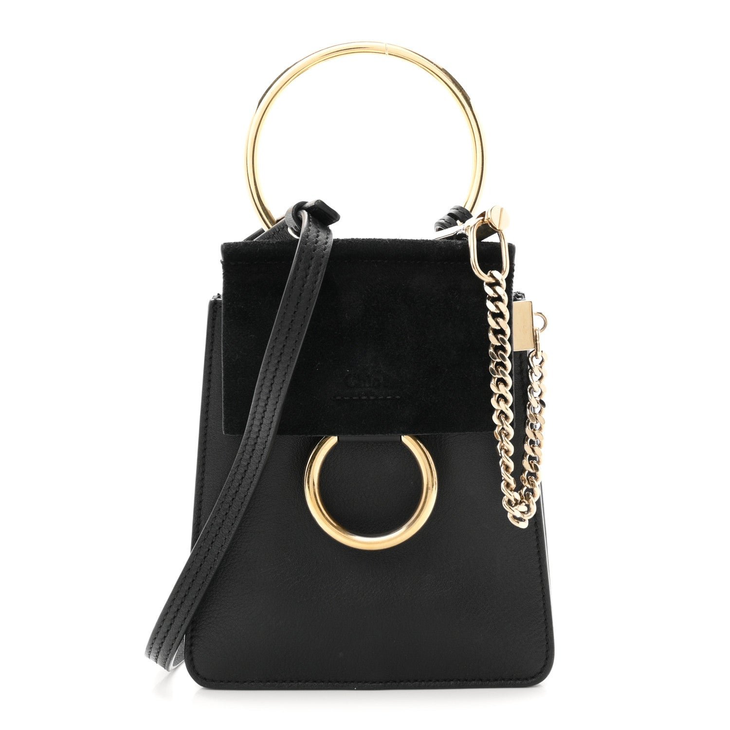 Chloe Suede Calfskin Mini Faye Bracelet Bag Black