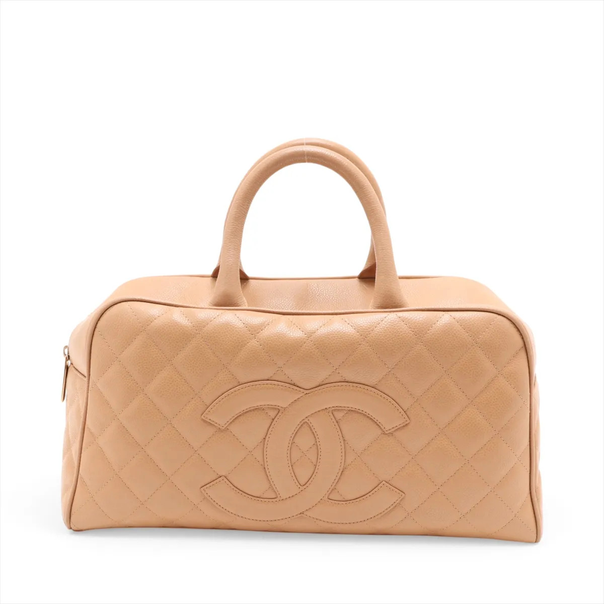 Chanel Matelasse Caviar Skin Hand bag Beige Gold Metal Fittings 9XXXXXX