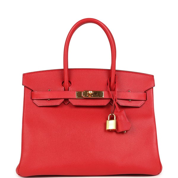 Hermes Pre-owned Hermes Birkin 30 Rouge Casaque Epsom Gold Hardware