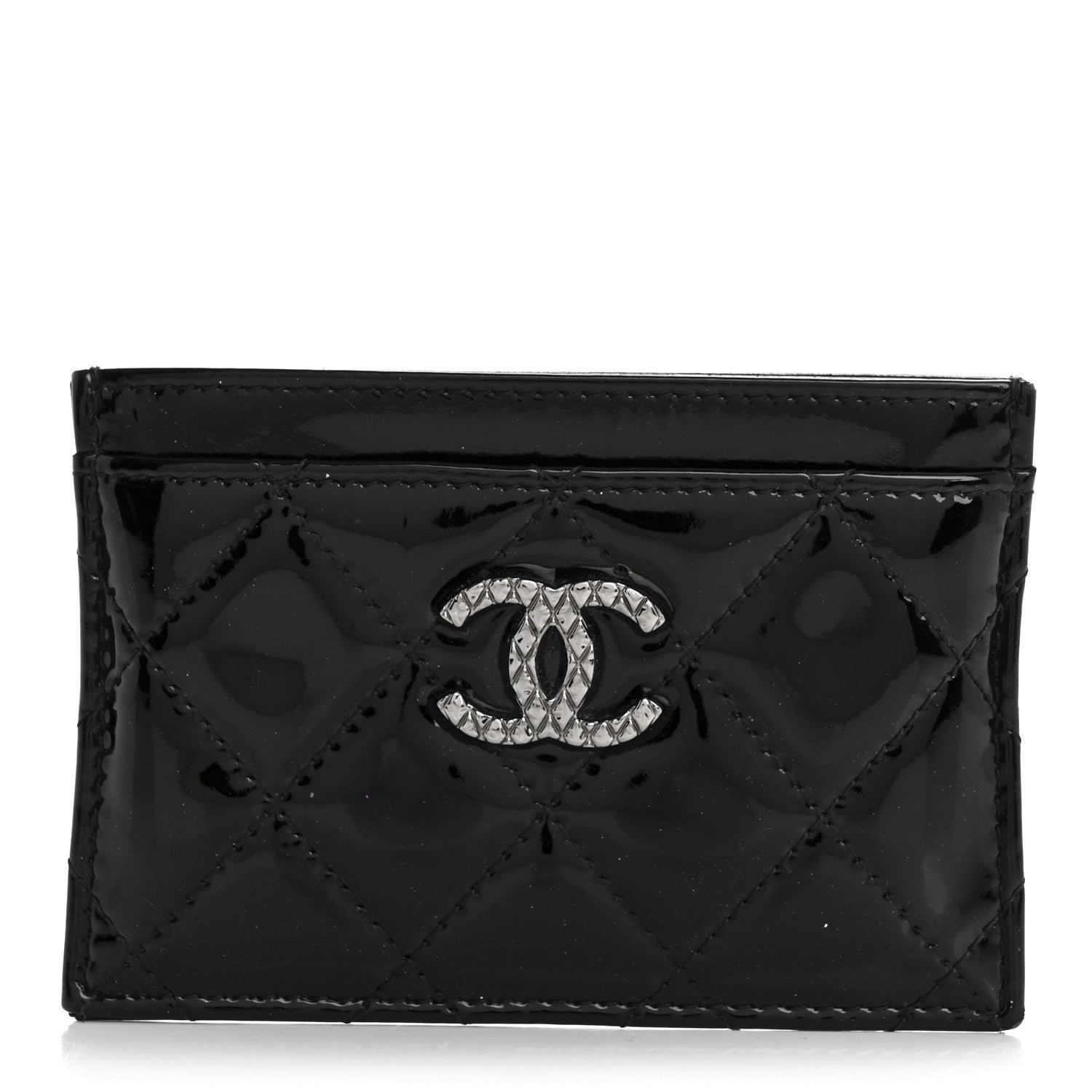 Chanel Patent Quilted Brilliant Card Holder Black