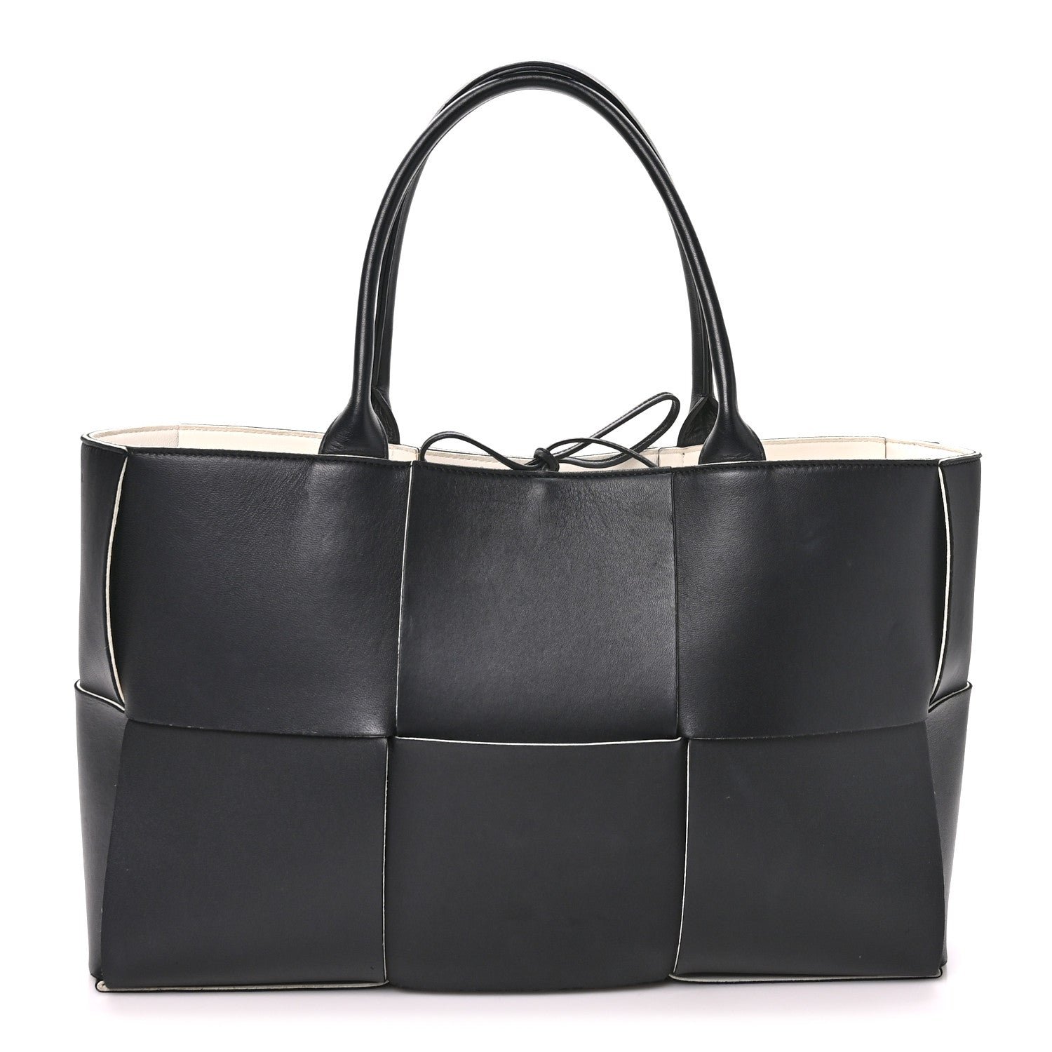 Bottega Veneta Nappa Maxi Intrecciato Arco Tote Black White