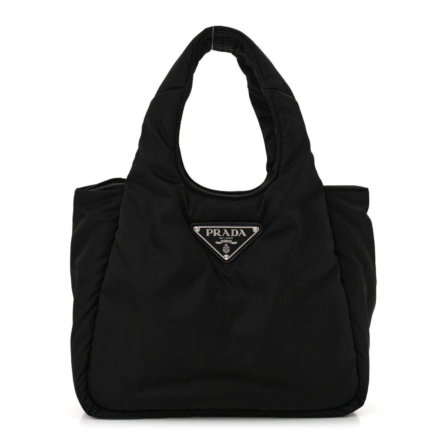 Prada Re-Nylon Soft Padded Small Double Handled Shoulder Bag Black