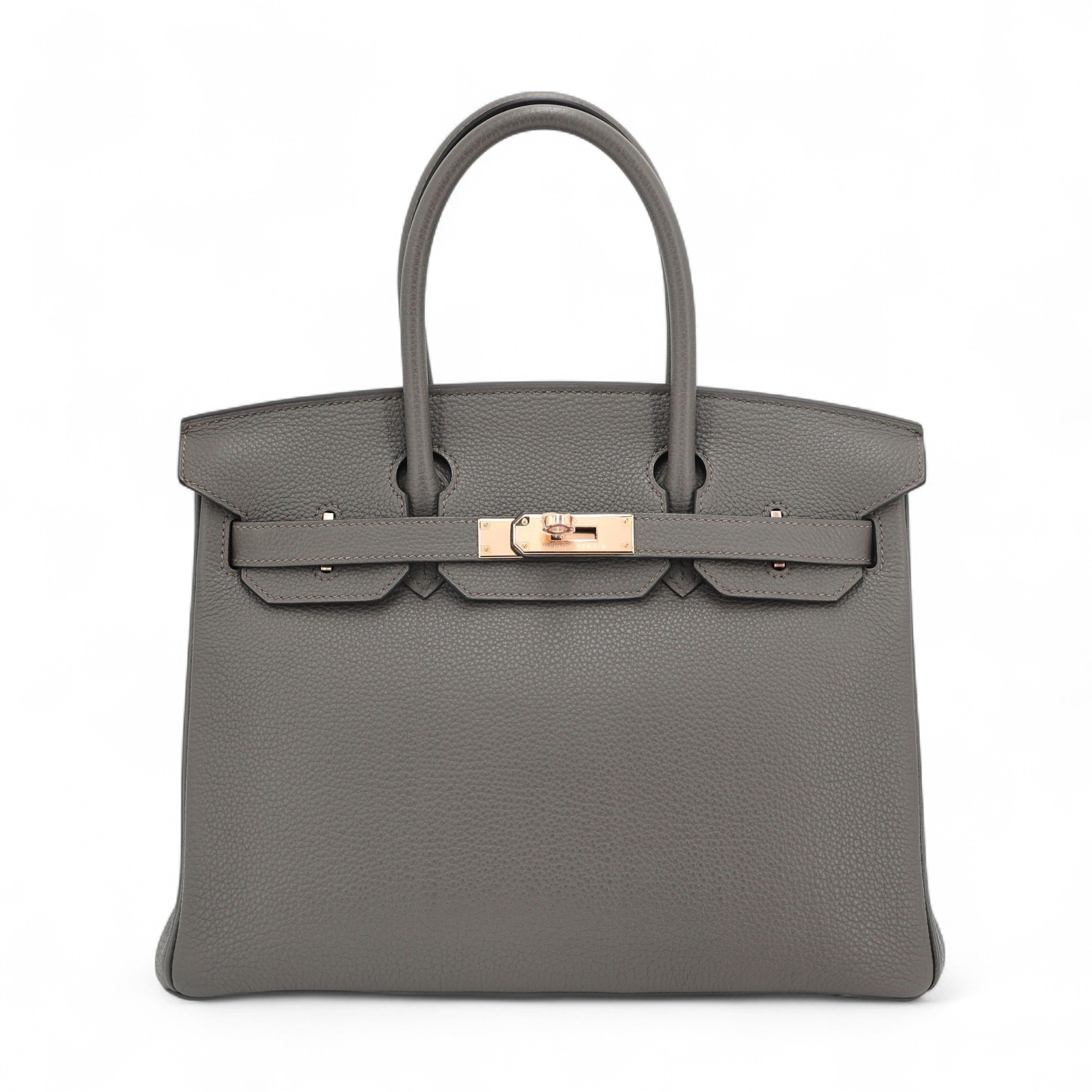 Hermes Very Good ( Rank A) HERMÈS Birkin 30 Etain (8F) Togo Rose Gold hardware Z (2021)