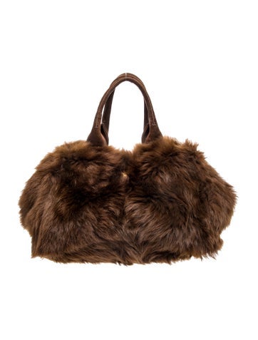 Fur Top Handle Bag Large
