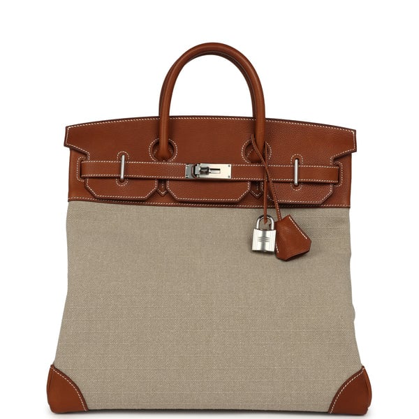 Hermes Hermes Birkin HAC 40 Fauve Barenia Faubourg and Ficelle Toile Palladium Hardware