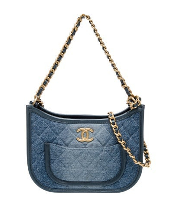 Chanel Denim Quilted Cc Hobo