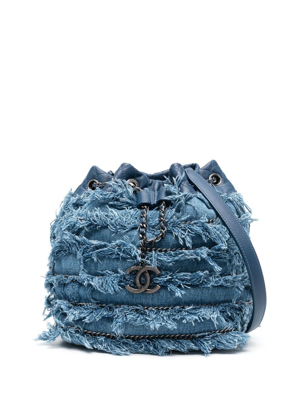 2014-2015 fringed denim bucket bag