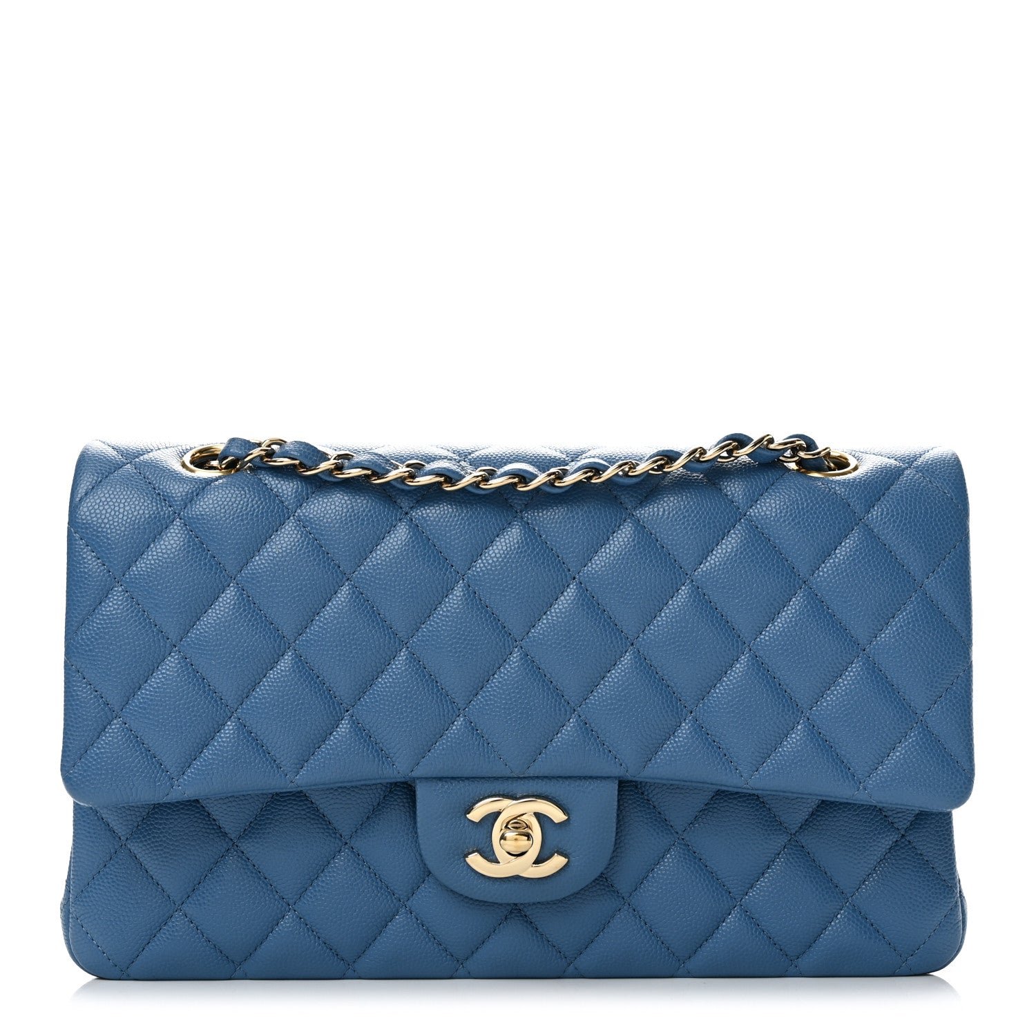 Chanel Caviar Quilted Medium Double Flap Blue
