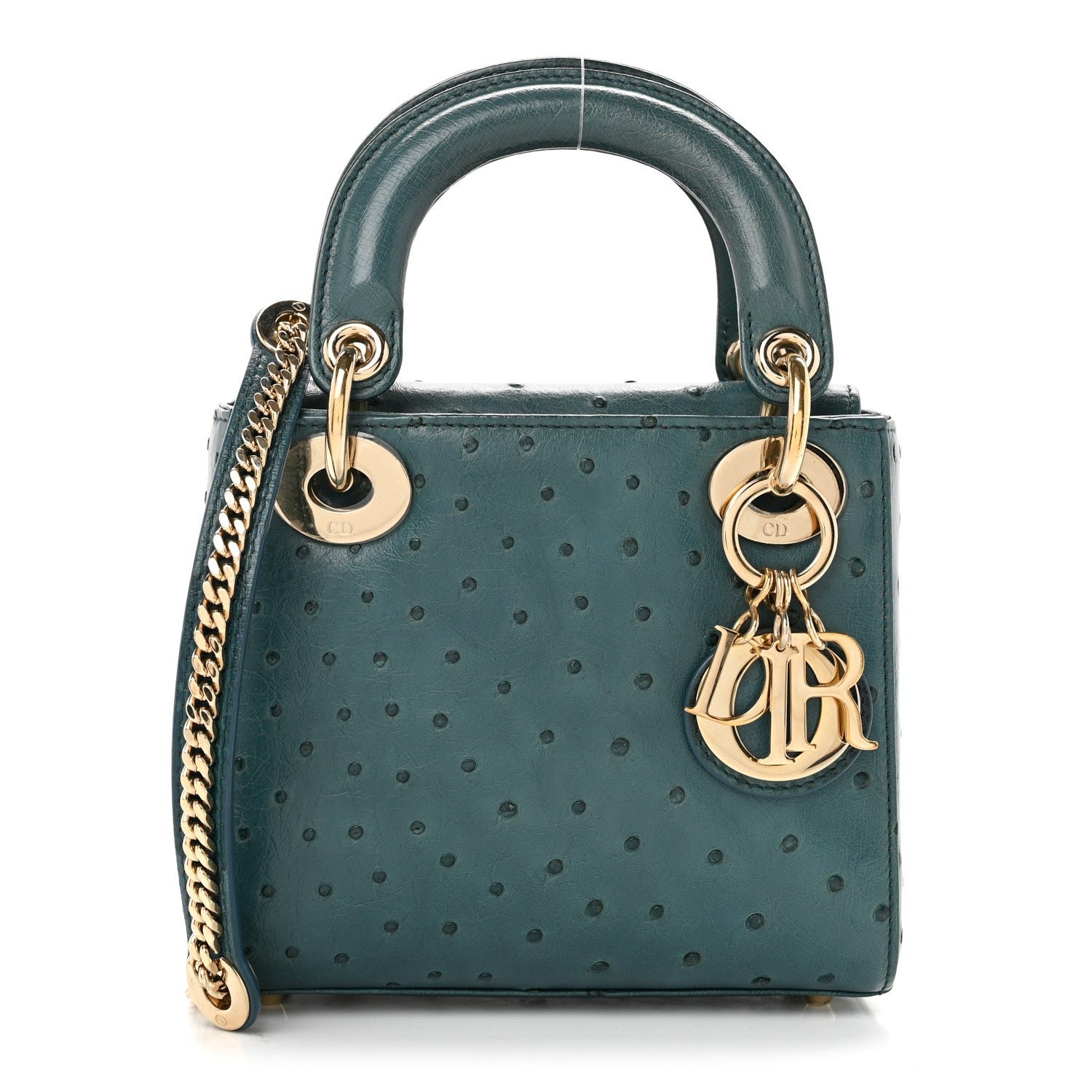 Christian Dior Ostrich Mini Lady Dior Blue