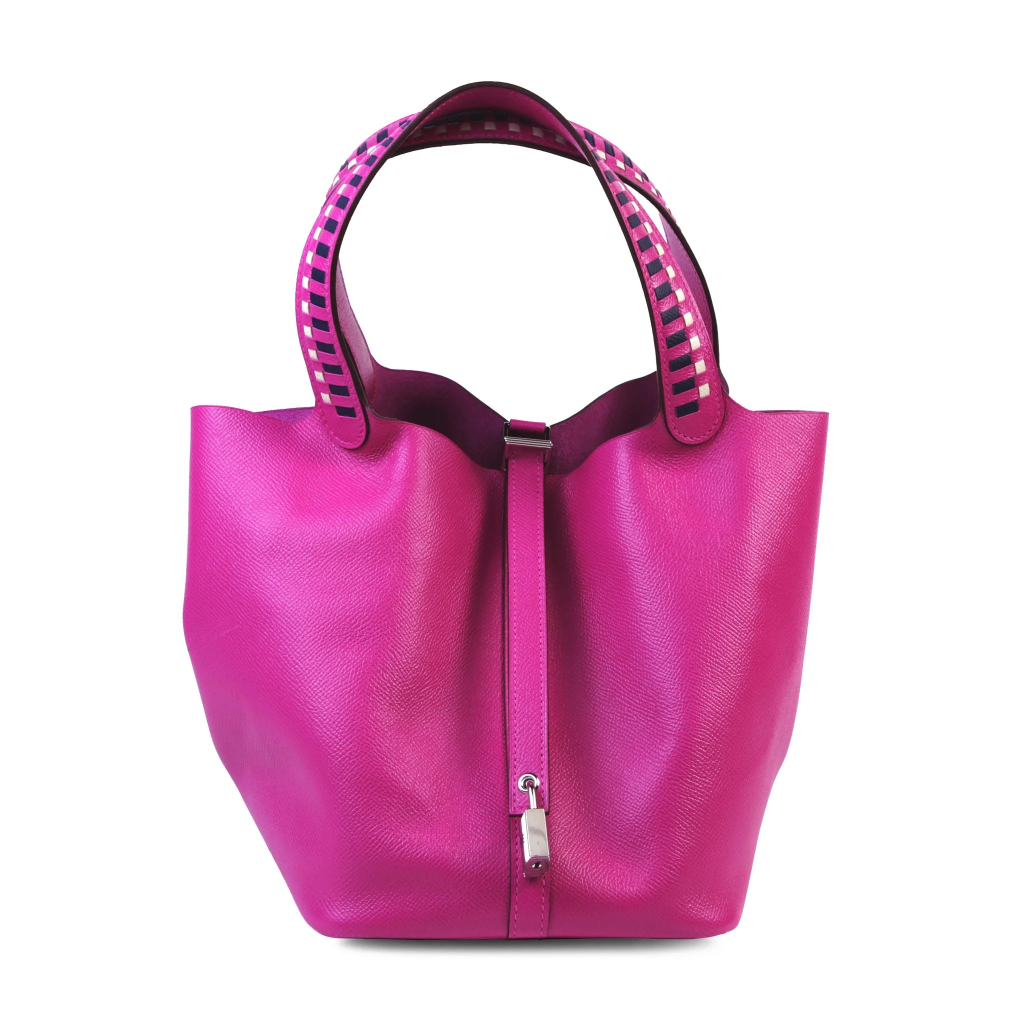 Very Good ( Rank A) HERMÈS Picotin Lock MM Tressage Magnolia (9I) Epsom Palladium hardware C (2018)
