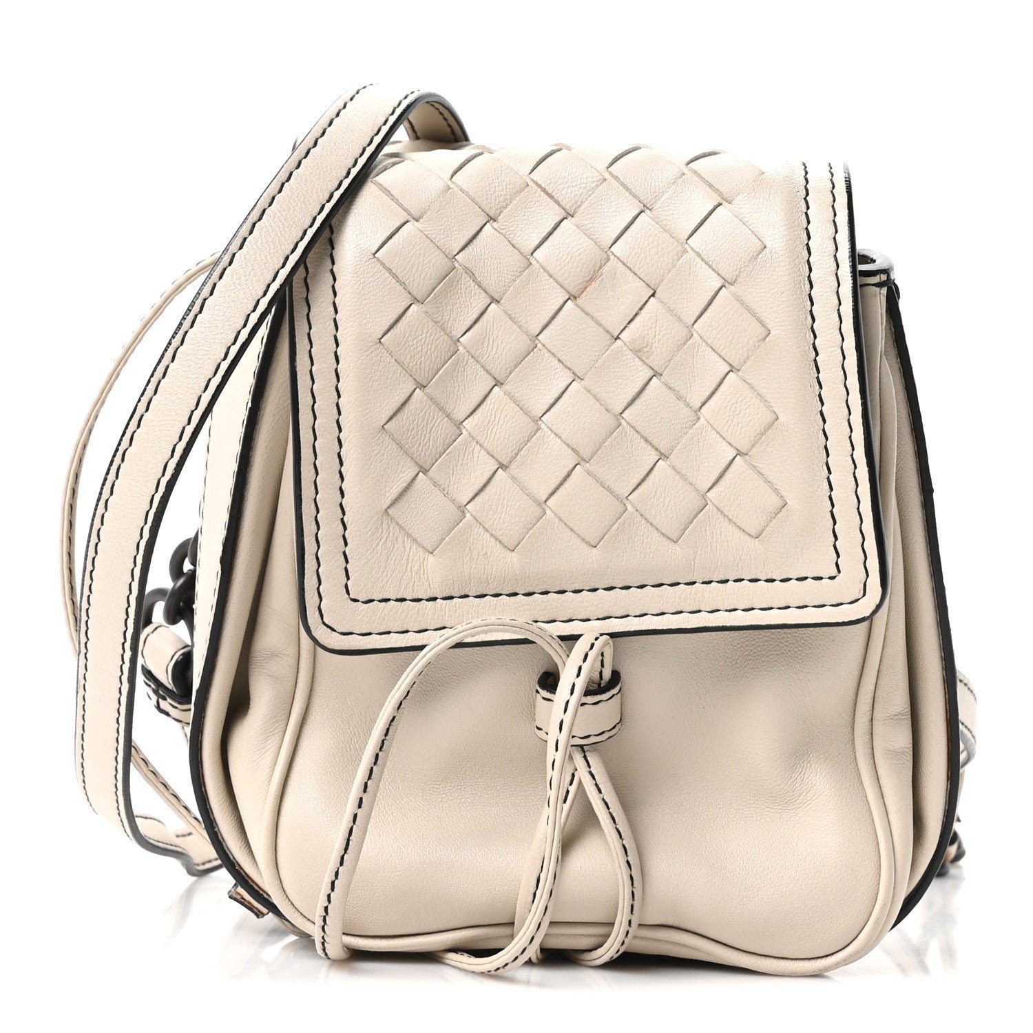 Bottega Veneta Nappa Intrecciato Double Pocket Crossbody Mist Black