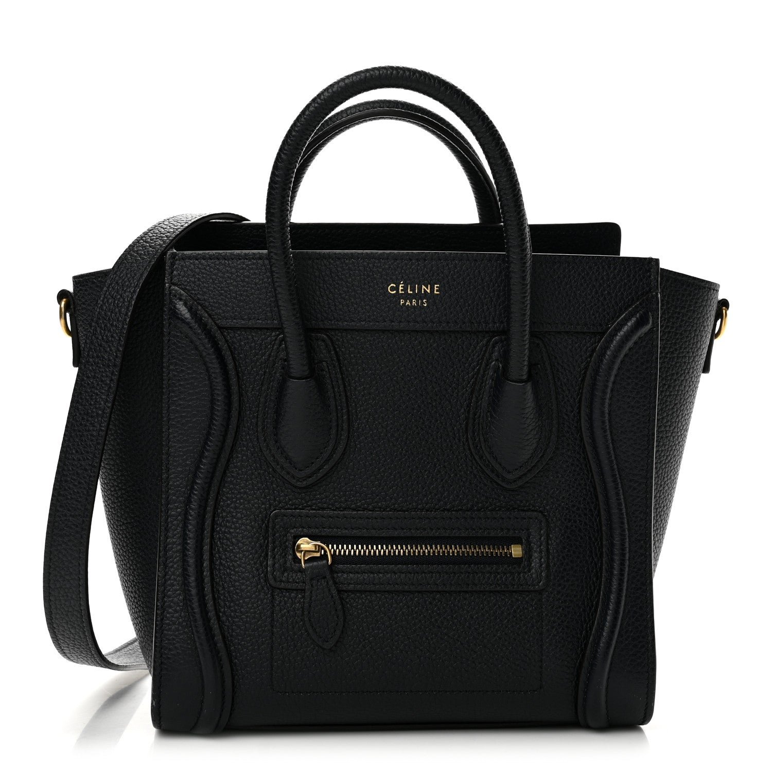 Celine Celine Drummed Calfskin Nano Luggage Navy Blue