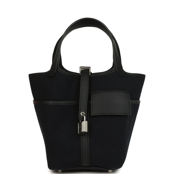 Hermes Hermes Picotin Cargo 18 Black Toile Goeland and Swift Palladium Hardware
