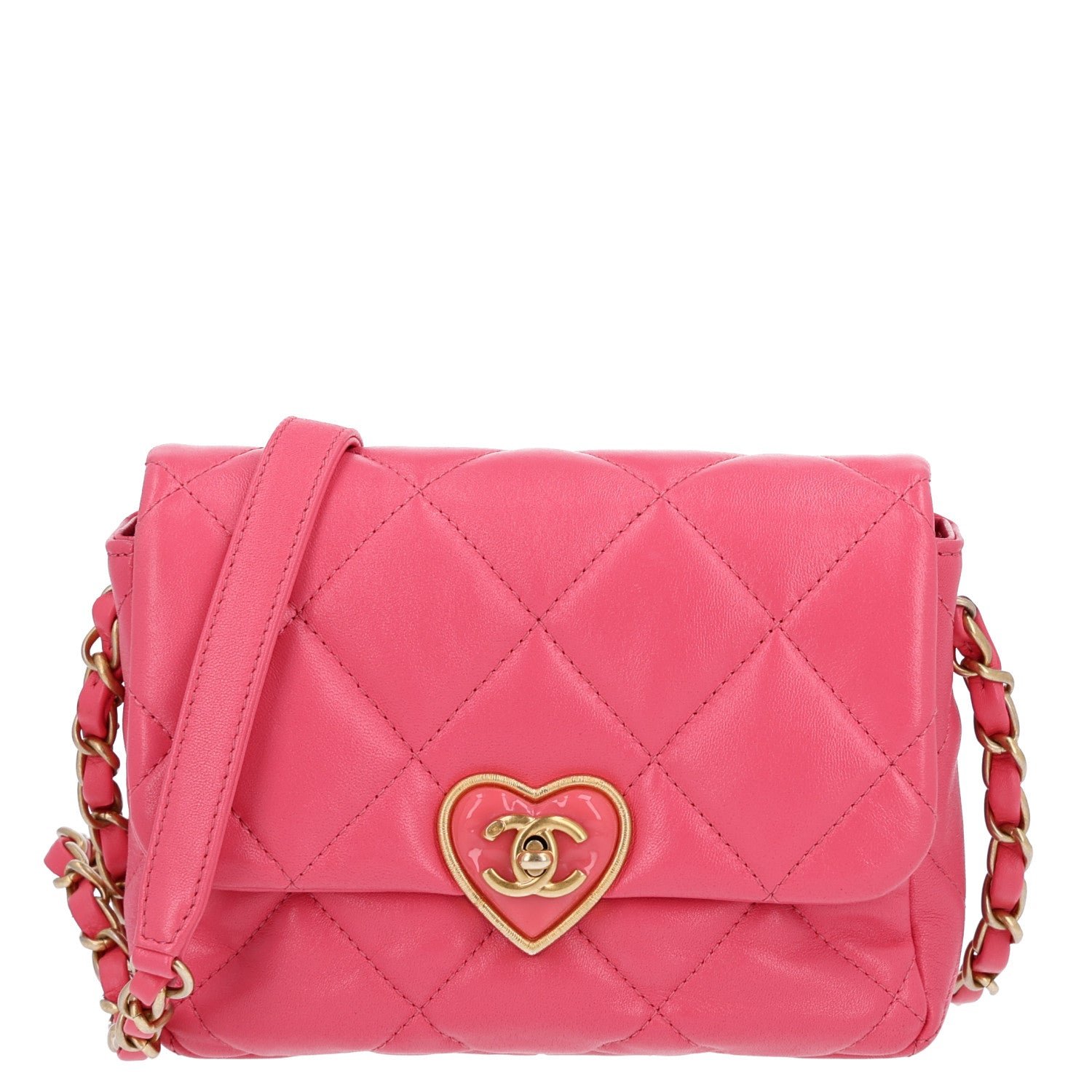 Chanel Lambskin Plexiglass Quilted Coco Love Mini Flap Pink
