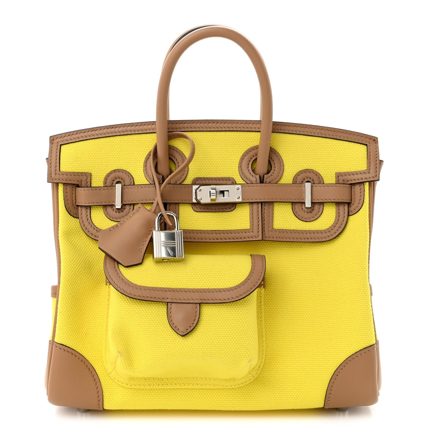 Hermes Toile Goeland Swift Cargo Birkin 25 Jaune Citron Chai