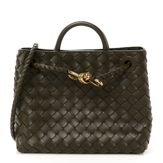Bottega Veneta Nappa Intrecciato Small Andiamo Shoulder Bag Kaki