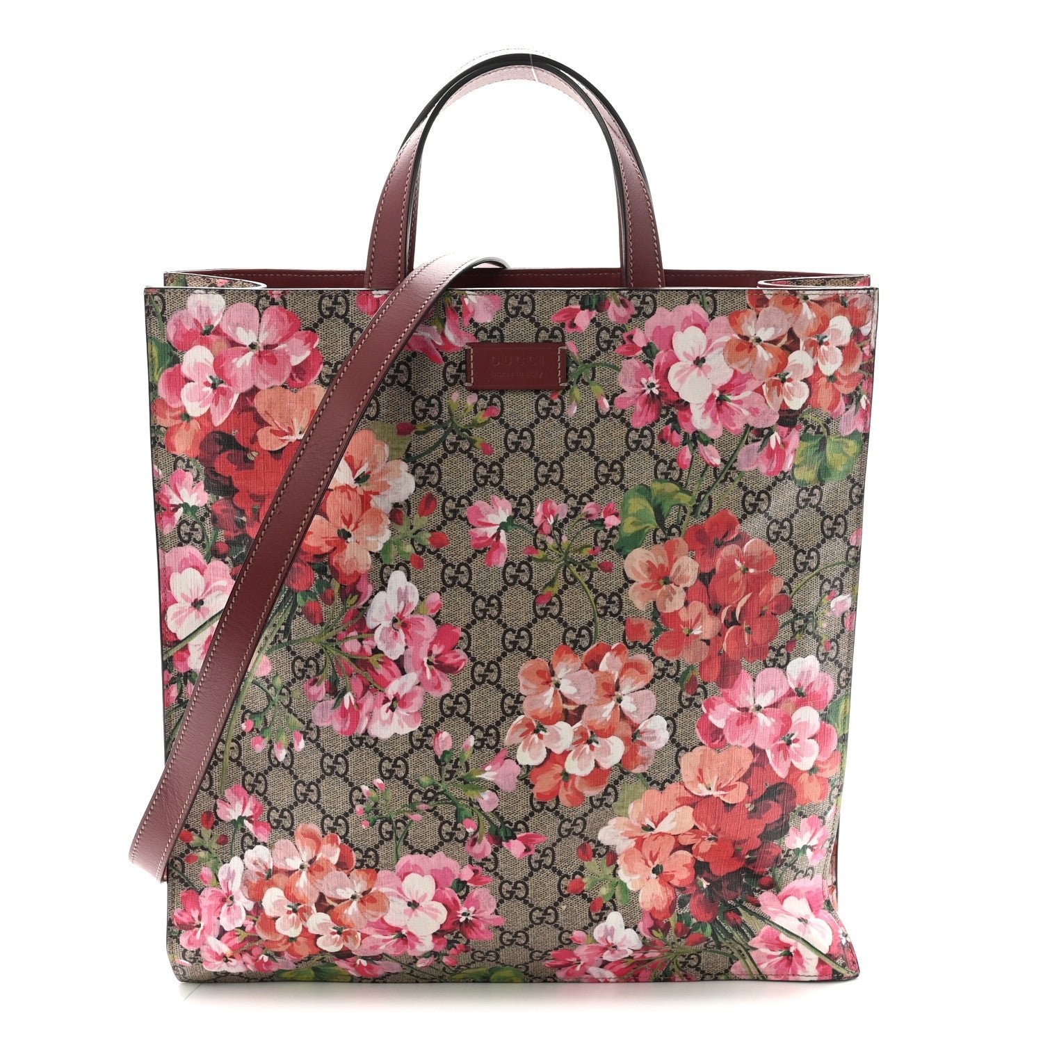 Gucci Soft GG Supreme Monogram Blooms Vertical Tote Beige Multicolor Dry Rose