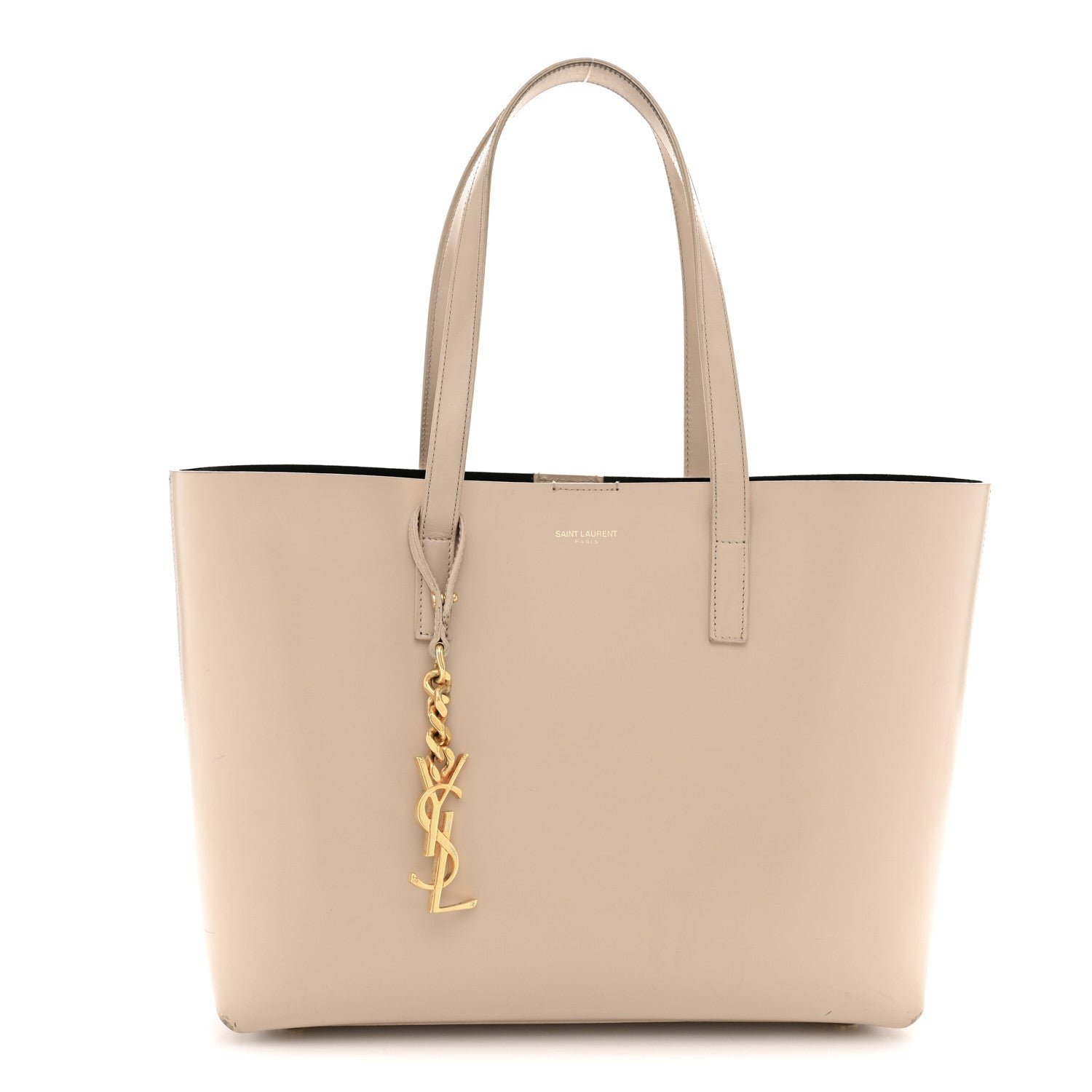 Saint Laurent Calfskin Classic Monogram Double Face Tote Nude Powder