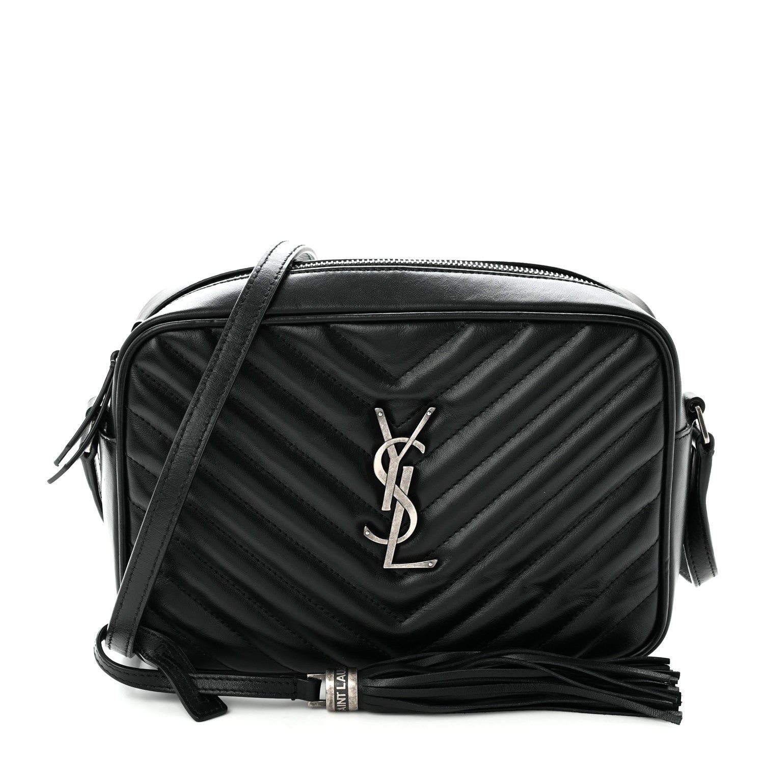 Saint Laurent Calfskin Matelasse Monogram Lou Camera Bag Black