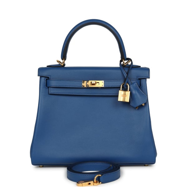 Hermes Hermes Kelly Retourne 25 Bleu France Swift Gold Hardware