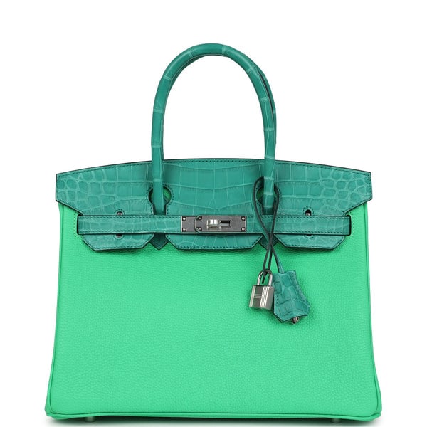 Hermes Hermes Birkin 30 Vert Comics Togo and Vert Jade Niloticus Crocodile Touch Palladium Hardware